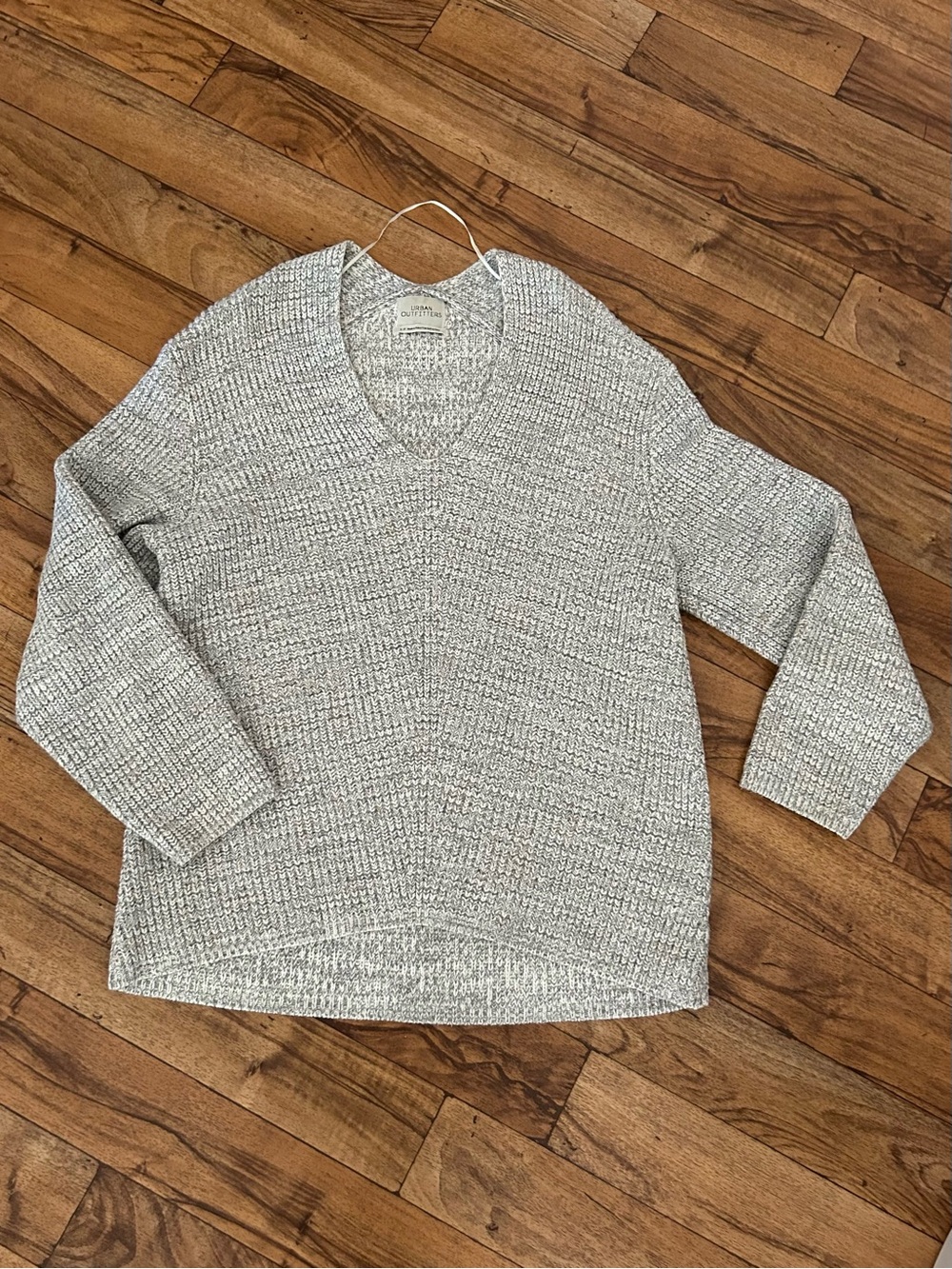 Urban Outfitters Gray Marled V-Neck Oversized Knit Sweater Small